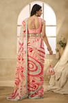 Shop_Seams Pret And Couture_Pink Raw Silk Printed Abstract Leaf Falak Pre-draped Saree With Blouse _at_Aza_Fashions