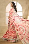 Seams Pret And Couture_Pink Raw Silk Printed Abstract Leaf Falak Pre-draped Saree With Blouse _Online_at_Aza_Fashions