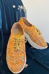 Buy_ZORI WORLD_Orange Sequin Ajmer Embellished Sneakers _at_Aza_Fashions