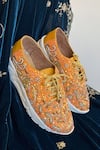 Shop_ZORI WORLD_Orange Sequin Ajmer Embellished Sneakers _at_Aza_Fashions