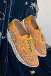 Buy_ZORI WORLD_Orange Sequin Ajmer Embellished Sneakers _Online_at_Aza_Fashions