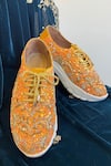 Shop_ZORI WORLD_Orange Sequin Ajmer Embellished Sneakers _Online_at_Aza_Fashions