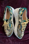 Shop_ZORI WORLD_Green Sequin Bombay 3d Floral Sneakers _at_Aza_Fashions