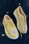 Buy_ZORI WORLD_Yellow Sequin Dilli Pearl Floral Embroidered Sneakers _at_Aza_Fashions