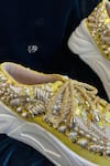 Buy_ZORI WORLD_Yellow Sequin Dilli Pearl Floral Embroidered Sneakers _Online_at_Aza_Fashions