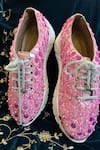 Shop_ZORI WORLD_Pink Sequin Jaipur Bead Checkered Sneakers _at_Aza_Fashions