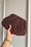 Shop_Boxwish By Bhumika_Brown Pleated Crushed Clutch Bag _at_Aza_Fashions