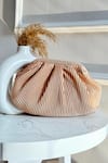 Buy_Boxwish By Bhumika_Beige Pleated Crushed Plain Clutch _at_Aza_Fashions