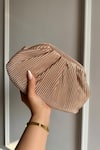 Shop_Boxwish By Bhumika_Beige Pleated Crushed Plain Clutch _at_Aza_Fashions