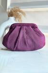 Buy_Boxwish By Bhumika_Purple Shimmer Finish Pleated Pouch Clutch _at_Aza_Fashions