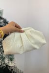 Boxwish By Bhumika_Cream Cloud Soft Plain Clutch _Online_at_Aza_Fashions