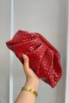 Shop_Boxwish By Bhumika_Red Weave Pattern Cloud Soft Clutch _at_Aza_Fashions