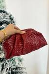 Boxwish By Bhumika_Red Weave Pattern Cloud Soft Clutch _Online_at_Aza_Fashions