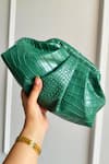 Boxwish By Bhumika_Green Textured Pattern Clutch Pouch _Online_at_Aza_Fashions