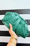 Buy_Boxwish By Bhumika_Green Textured Pattern Clutch Pouch _Online_at_Aza_Fashions