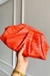 Buy_Boxwish By Bhumika_Orange Rectangle Shaped Textured Clutch Pouch _at_Aza_Fashions