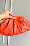 Boxwish By Bhumika_Orange Rectangle Shaped Textured Clutch Pouch _Online_at_Aza_Fashions