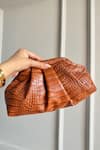 Shop_Boxwish By Bhumika_Brown Textured Clutch Pouch _at_Aza_Fashions