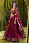 Alaya Advani_Red Lehenga And Blouse Silk Hand Work Floral Plunged Leaf Bandhani Pattern Set _at_Aza_Fashions