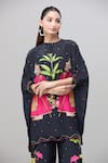 Rajat K Tangri_Black Print Mughal Motif Closed Neck Kaftan With Pant _Online_at_Aza_Fashions