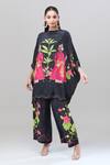 Buy_Rajat K Tangri_Black Print Mughal Motif Closed Neck Kaftan With Pant 