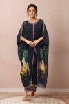 Buy_Rajat K Tangri_Black Print Mughal Motif Round Neck Kaftan Pant Set _at_Aza_Fashions