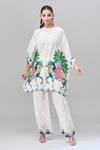 Buy_Rajat K Tangri_White Print Mughal Motif Closed Neck Kaftan With Pant 