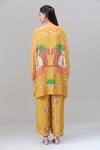 Shop_Rajat K Tangri_Yellow Print Floral Round Neck Kaftan With Pant _at_Aza_Fashions