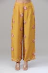 Buy_Rajat K Tangri_Yellow Print Floral Round Neck Kaftan With Pant _Online_at_Aza_Fashions