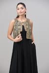 Buy_Rajat K Tangri_Black Embroidery Tribal Jumpsuit Scoop Neck Jacket With 