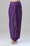 Anand Kabra_Purple Cotton Embroidery Round Neck Floral Cape Skirt Set_Online_at_Aza_Fashions