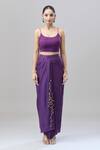 Shop_Anand Kabra_Purple Cotton Embroidery Round Neck Floral Cape Skirt Set
