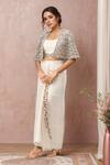 Buy Anand Kabra Beige Silk Zari, Embroidery Scoop Neck Zardozi Cape Set at Aza Fashions Buy_Anand Kabra_Beige Silk Zari, Embroidery Scoop Neck Zardozi Cape Set_at_Aza_Fashions