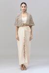 Buy Anand Kabra Beige Silk Zari, Embroidery Scoop Neck Zardozi Cape Set Buy_Anand Kabra_Beige Silk Zari, Embroidery Scoop Neck Zardozi Cape Set