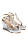 Buy_NIDHI BHANDARI_Silver Sequin Bloom Flora Confetti Embellished Wedges _at_Aza_Fashions