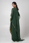 Shop_Advait_Green Organza, Linen Sequins, Cut Work Embroidered Cape And Dhoti Pant Set _at_Aza_Fashions
