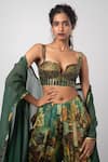 Advait_Green Organza, Linen Sequins, Cut Work Embroidered Cape And Dhoti Pant Set _at_Aza_Fashions