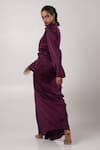 Shop_Advait_Purple Linen Satin Solid Shirt Collar Aster Cropped With Draped Skirt _at_Aza_Fashions