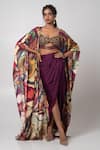 Buy Advait Purple Habutai Embroidered Abstract Cape Open Pattern Skirt Set at Aza Fashions Buy_Advait_Purple Habutai Embroidered Abstract Cape Open Pattern Skirt Set _at_Aza_Fashions
