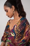 Shop_Advait_Multi Color Habutai Abstract Off Shoulder Dawn Pleated Dress _Online_at_Aza_Fashions