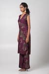 Buy_Advait_Purple Habutai Printed Abstract V-neck Sear Kurta With Trouser _Online_at_Aza_Fashions