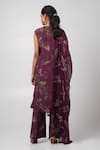 Shop_Advait_Purple Habutai Printed Abstract V-neck Sear Kurta Trouser Set _at_Aza_Fashions