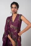 Buy_Advait_Purple Habutai Printed Abstract V-neck Sear Kurta Trouser Set _Online_at_Aza_Fashions