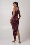 Shop_Advait_Purple Habutai Printed Abstract One Shoulder Sear Asymmetric Dress _at_Aza_Fashions