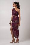 Buy_Advait_Purple Habutai Printed Abstract One Shoulder Sear Asymmetric Dress _Online_at_Aza_Fashions