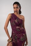 Shop_Advait_Purple Habutai Printed Abstract One Shoulder Sear Asymmetric Dress _Online_at_Aza_Fashions