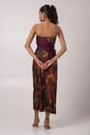 Shop_Advait_Brown Linen Satin Printed Abstract Sweetheart Sepia Corset With Skirt _at_Aza_Fashions