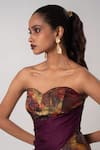 Buy_Advait_Brown Linen Satin Printed Abstract Sweetheart Sepia Corset With Skirt _Online_at_Aza_Fashions