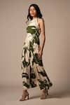 Buy_Advait_Green Rayon Twill Print Abstract Floral Halter Neck Kaee Dress _at_Aza_Fashions