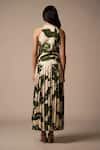 Shop_Advait_Green Rayon Twill Print Abstract Floral Halter Neck Kaee Dress _at_Aza_Fashions